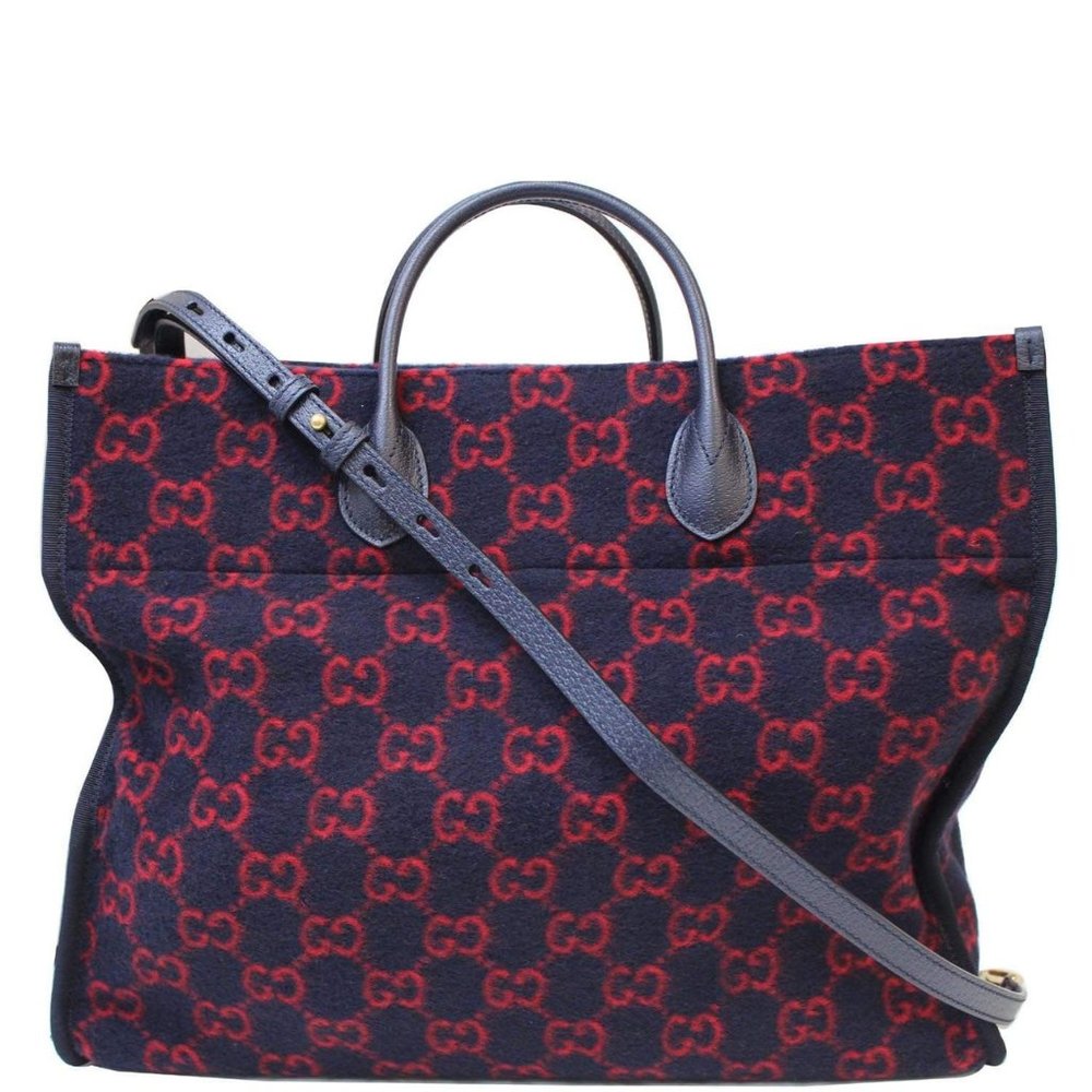 Gucci Wool Monogram GG Tote in Navy NEW WITH DUST BAG